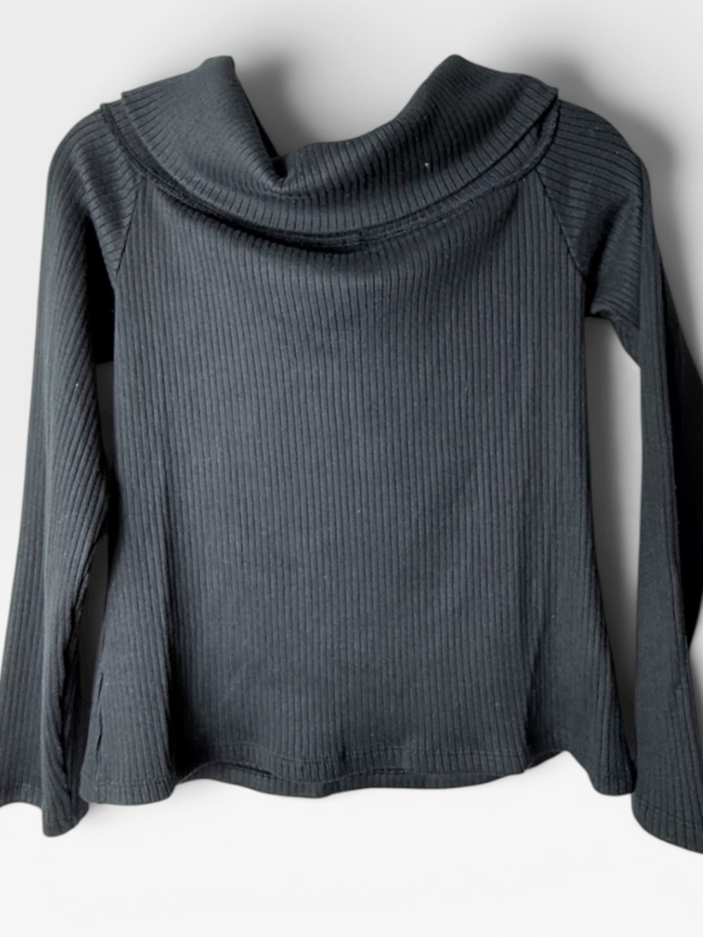 Madewell Off the Shoulder Shirt Size XL Long Sleeve Ribbed Black Basic NWT (I)